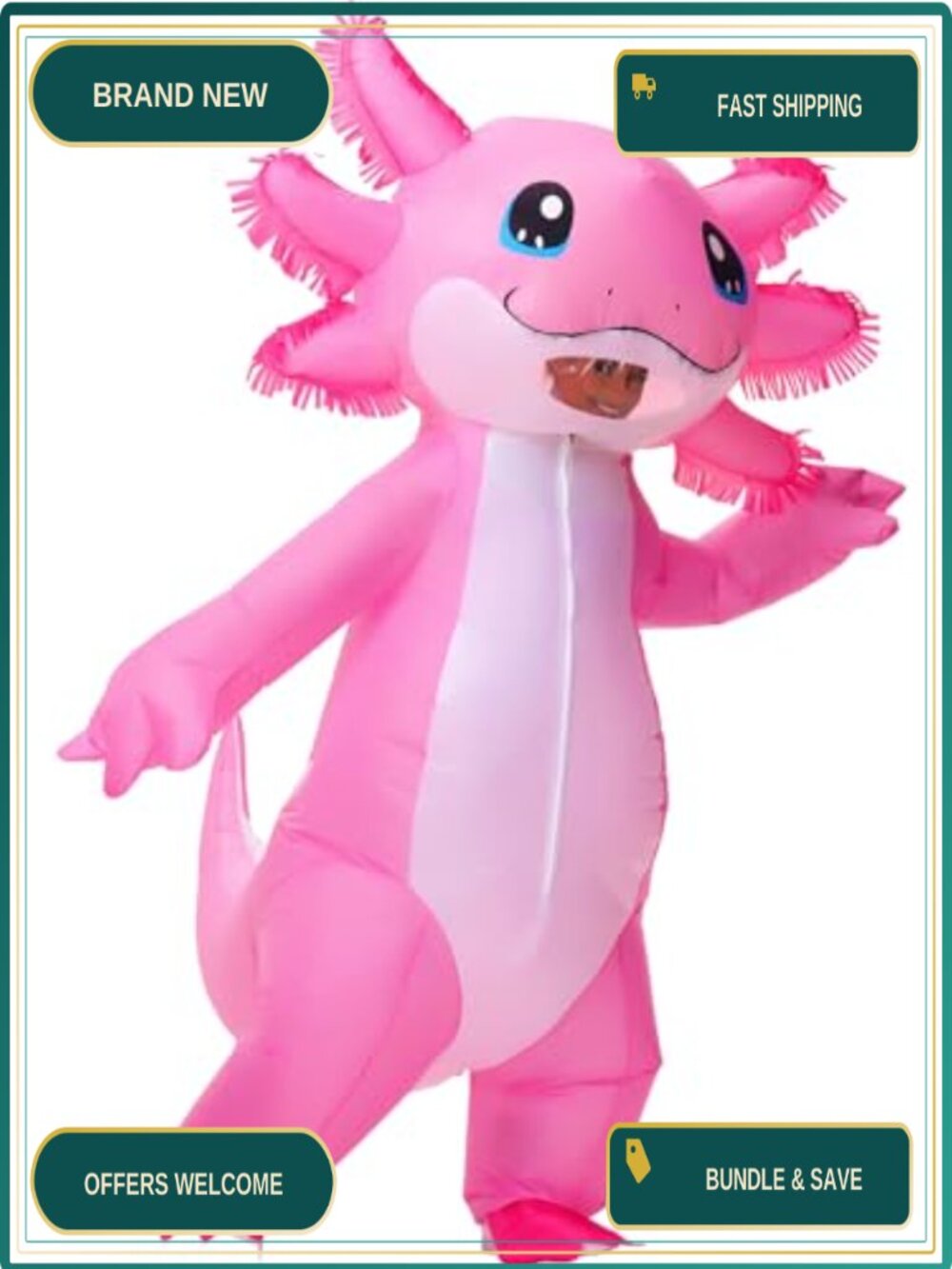 Adult Axolotl Inflatable Costume Polyester One Size Halloween Cosplay